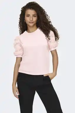 Wehkamp JDY top met mesh lichtroze aanbieding