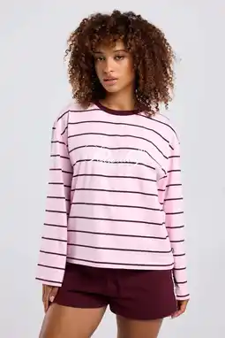 Wehkamp America Today gestreept T-shirt met tekst - lichtroze aanbieding
