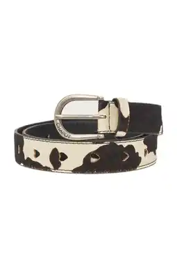 Wehkamp Fabienne Chapot leren riem Hairy Belt met koeienprint ecru/donkerbruin aanbieding