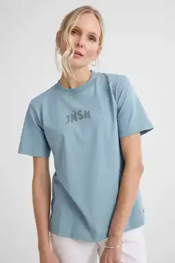 Wehkamp JANSEN Amsterdam T-shirt met logo - lichtblauw aanbieding