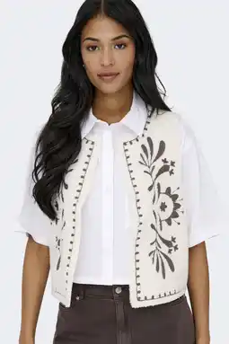 Wehkamp ONLY gebloemde gilet ecru aanbieding