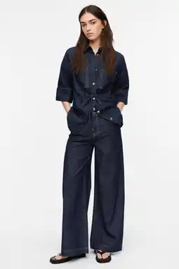 Wehkamp comma highwaist wide leg jeans dark blue denim aanbieding