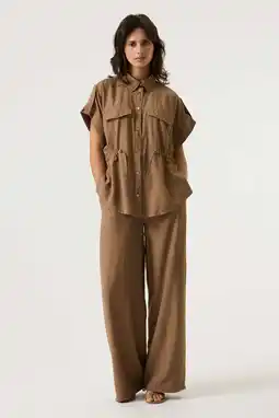 Wehkamp Garcia wide leg regularwaist broek taupe aanbieding