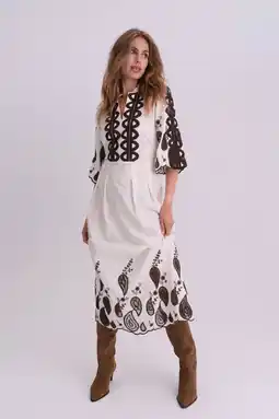 Wehkamp Gossia blousejurk broderie ecru aanbieding