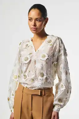 Wehkamp Aaiko gebloemde blousetop wit met glitter aanbieding