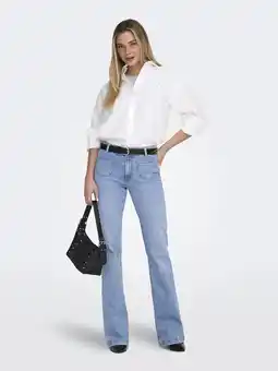 Wehkamp ONLY Onljudy Mid Pocket Flared Dnm flared jeans light blue denim aanbieding