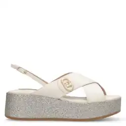 Wehkamp Liu Jo leren sandalen ecru/zilver aanbieding