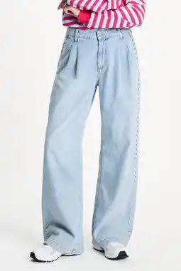 Wehkamp POM Amsterdam loose fit jeans light blue denim aanbieding