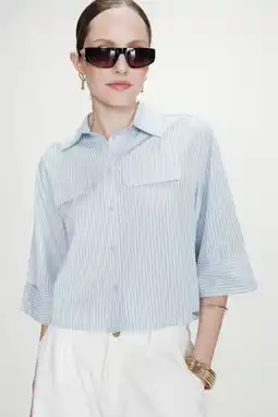 Wehkamp Grace & Mila gestreepte blouse lichtblauw aanbieding
