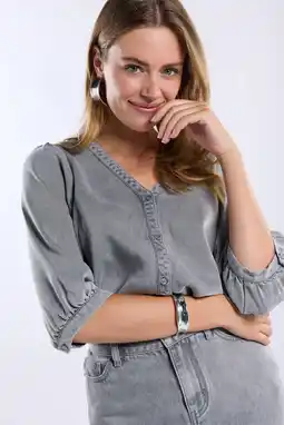 Wehkamp Freebird blouse grey denim aanbieding