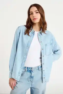 Wehkamp Cache Cache denim blouse light blue denim aanbieding
