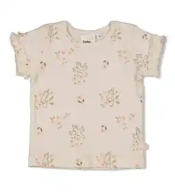 Wehkamp Feetje T-shirt Let Your Dreams Blossom ecru/roze aanbieding