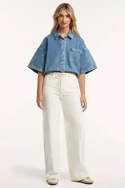 Wehkamp Circle of Trust JONA wide leg jeans ecru aanbieding