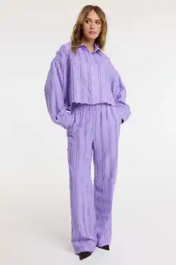 Wehkamp Refined Department wide leg regularwaist broek paars aanbieding