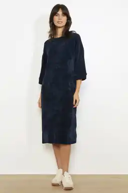Wehkamp LOLALIZA velours midi-jurk marineblauw aanbieding