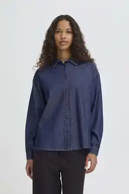Wehkamp ICHI denim blouse dark blue denim aanbieding