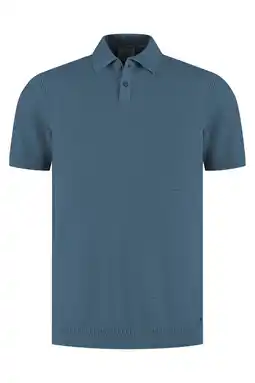 Wehkamp Dstrezzed regular polo blauw gebreid aanbieding