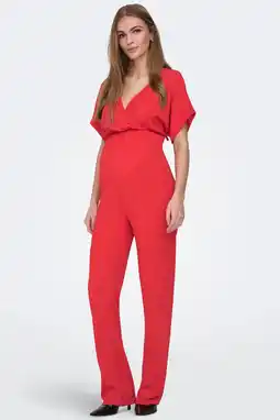 Wehkamp ONLY MATERNITY zwangerschaps jumpsuit rood aanbieding