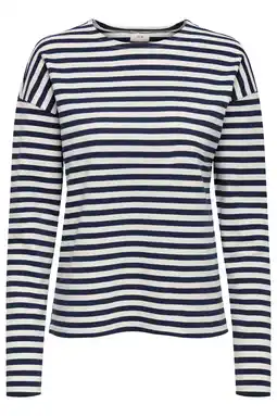 Wehkamp JDY gestreepte longsleeve donkerblauw aanbieding