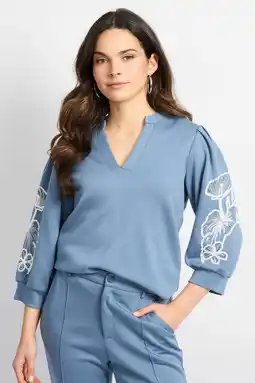 Wehkamp CS the Label gebloemde sweater met pailletten aanbieding
