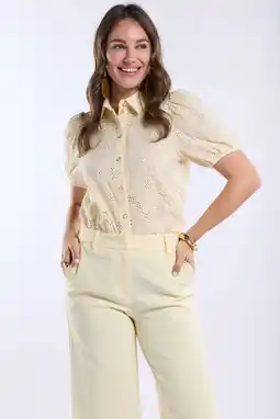 Wehkamp Freebird gebloemde blouse lichtgeel aanbieding