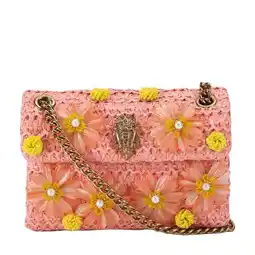Wehkamp Kurt Geiger raffia crossbody tas Mini Kensington met bloemen roze aanbieding