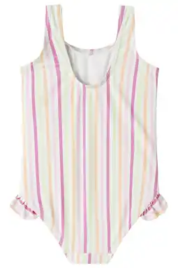 Wehkamp NAME IT MINI badpak met ruches ecru/roze/groen aanbieding