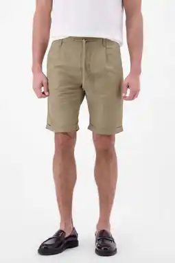 Wehkamp LERROS regular chino short met linnen beige aanbieding
