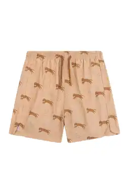 Wehkamp Swim Essentials zwemshort met all over print lichtbruin aanbieding