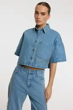 Wehkamp Refined Department blouse medium blue denim aanbieding