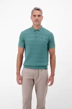 Wehkamp LERROS regular polo met ingebreid patroon blauw aanbieding