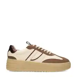Wehkamp PS Poelman Anemone leren sneakers taupe/beige aanbieding
