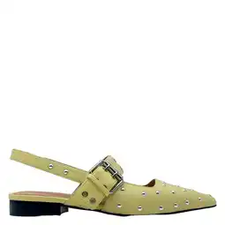 Wehkamp Cycleur de Luxe Lamium leren slingback loafers met studs limegroen aanbieding