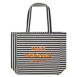 Wehkamp MADS NØRGAARD - COPENHAGEN gestreepte shopper Boutiqno Athene zwart/ecru aanbieding