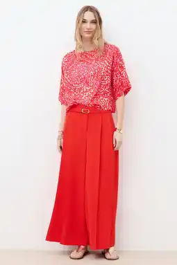 Wehkamp Caroll wide leg highwaist palazzo broek rood aanbieding