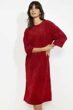 Wehkamp LOLALIZA velours midi-jurk rood aanbieding