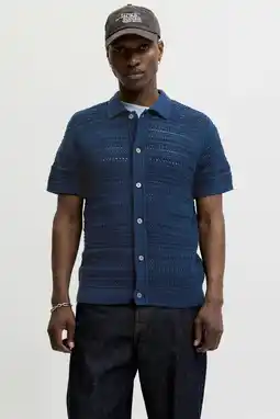 Wehkamp JACK & JONES PREMIUM regular casual overhemd gebreid blauw aanbieding