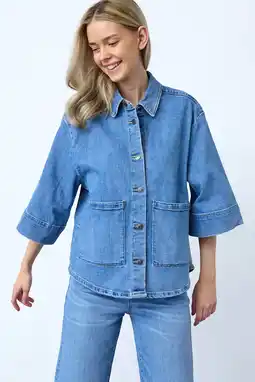 Wehkamp SisterS Point blouse medium blue denim aanbieding