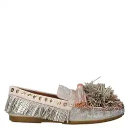 Wehkamp Kurt Geiger Pompom mocassin zilver/roze aanbieding