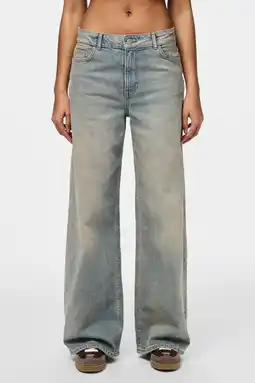 Wehkamp PIECES wide leg jeans wide leg jeans medium blue denim aanbieding