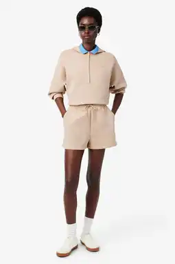 Wehkamp Lacoste relaxed highwaist sweatshort beige aanbieding