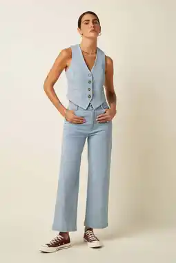 Wehkamp King Louie Beatriz Pants Corner Stripe highwaist gestreepte cropped jeans lichtblauw aanbieding