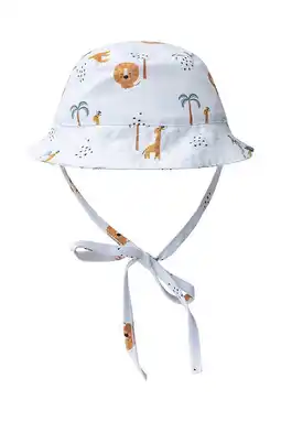 Wehkamp Swim Essentials zonnehoed met all over print wit/blauw/bruin aanbieding