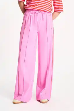 Wehkamp POM Amsterdam wide leg highwaist gestreepte broek roze aanbieding