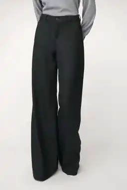 Wehkamp Lois wide leg highwaist broek met wol grijs melange aanbieding