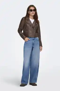 Wehkamp ONLY imitatieleren jas donkerbruin aanbieding