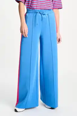Wehkamp POM Amsterdam wide leg highwaist gestreepte broek blauw aanbieding