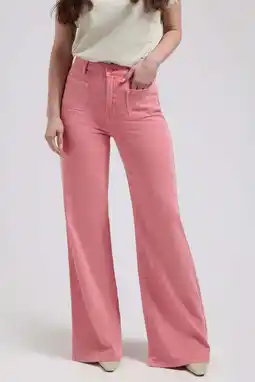 Wehkamp Florez Ana Flared Pocket flared jeans koraalrood aanbieding
