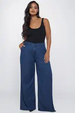 Wehkamp Fox Factor DAKOTA Grace Blue highwaist wide leg jeans dark blue denim aanbieding