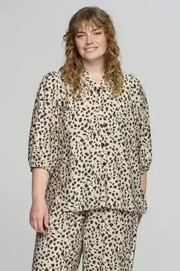 Wehkamp STUDIO blouse met dierenprint beige aanbieding